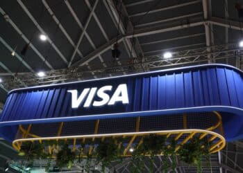 Visa Inc. signage during the Singapore FinTech Festival on Nov. 15, 2023.