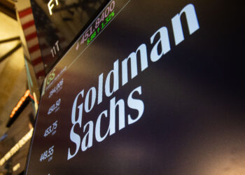 Goldman Sachs Group Inc. signage on the floor of the New York Stock Exchange (NYSE) in New York, U.S., on Friday, June 28, 2024. Wall Street traders sent stocks toward fresh all-time highs as signs of inflation cooling reinforced bets the Federal Reserve will be able to start cutting interest rates this year. Photographer: Michael Nagle/Bloomberg